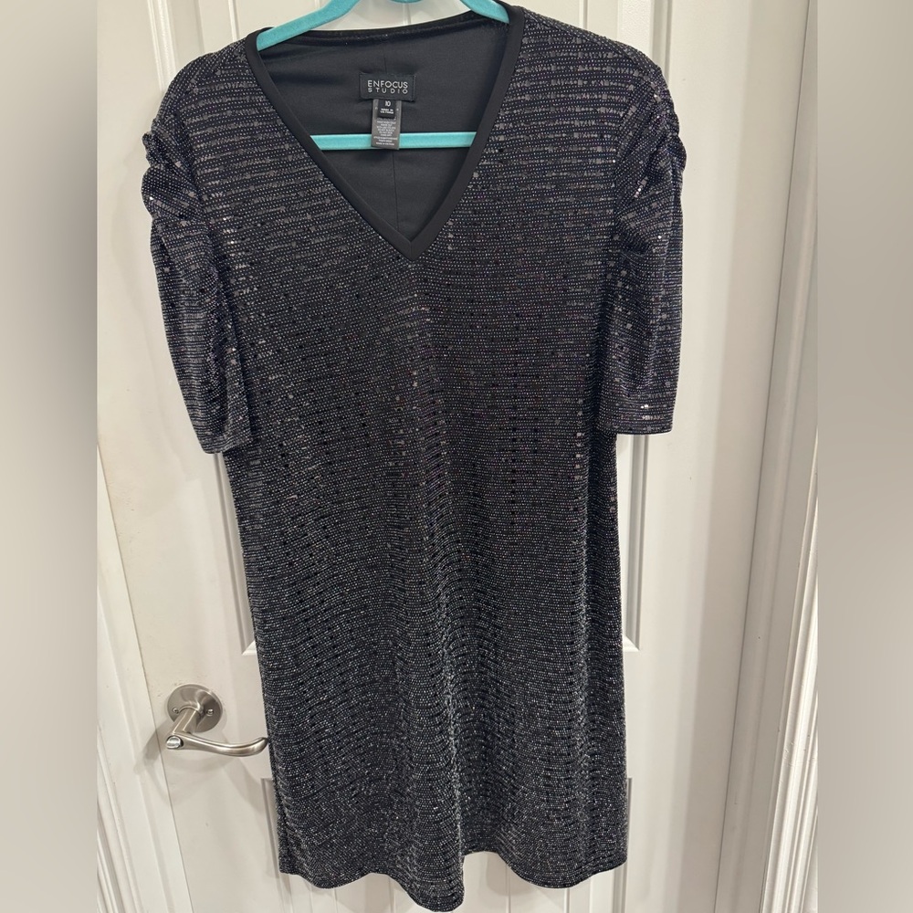 En Focus Studio Size 10 Black Sequin Dress